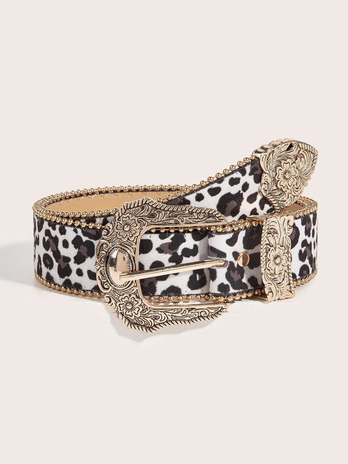 Womens Vintage American-Style Leopard-Print Belt