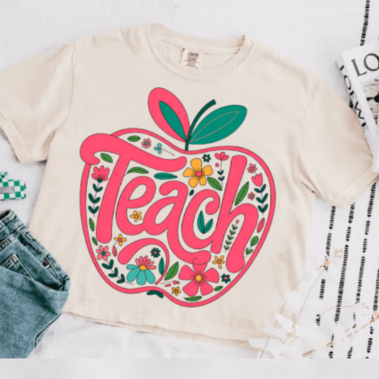 Teach Apple Shirt for Teachers Comfort Colors Tee