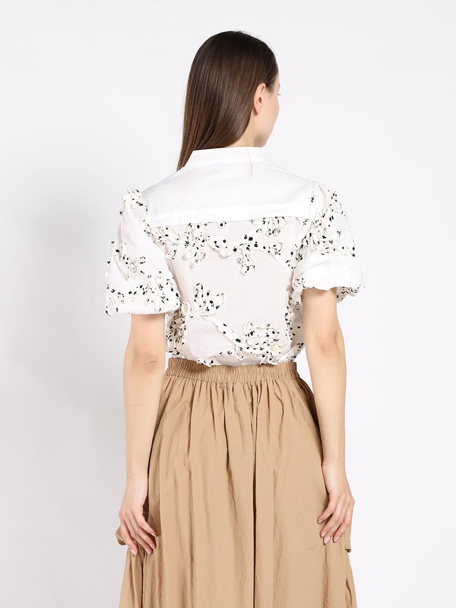 Front Body Floral Fabric Work Caller Top