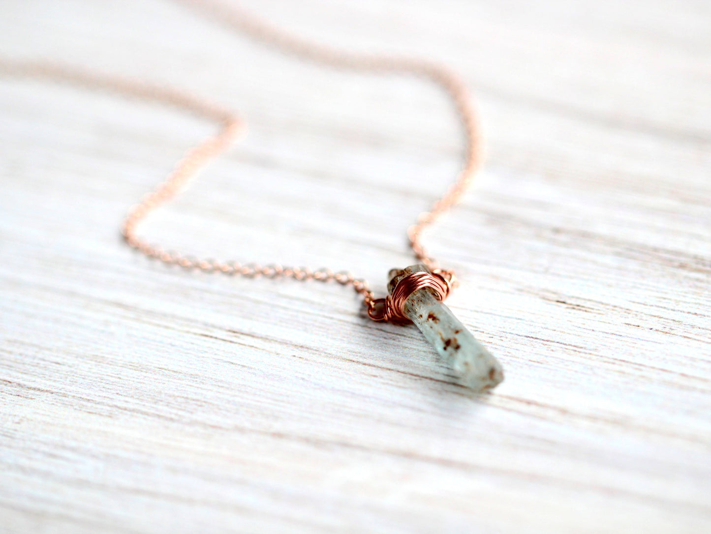 Raw Aquamarine Caged Necklace