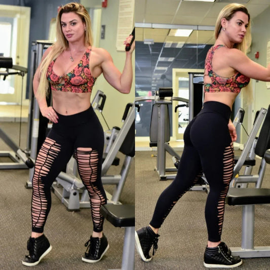 SCRUNCHY BOOTY BLACK WAVE RIPPED BLACK LEGGINGS
