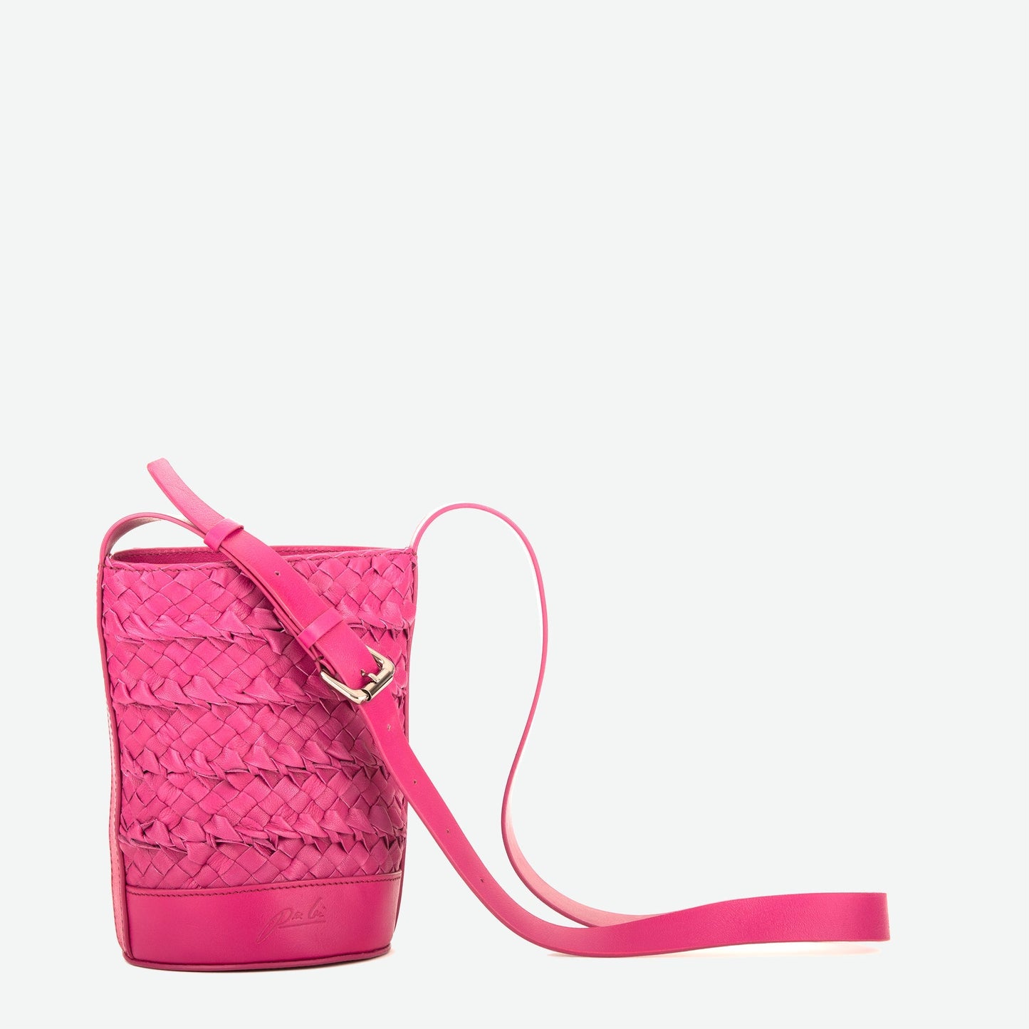 Emery Woven Leather Crossbody Bag - Fuchsia