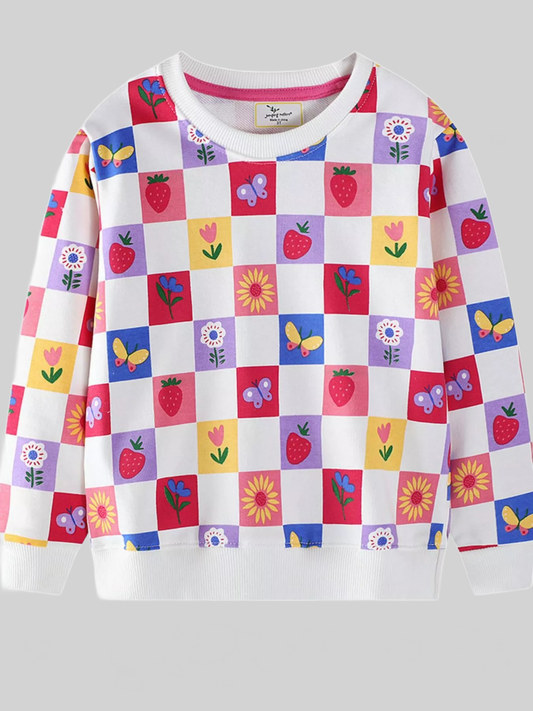 Toddler Girls Colorful Checkered Pattern Sweatshirt