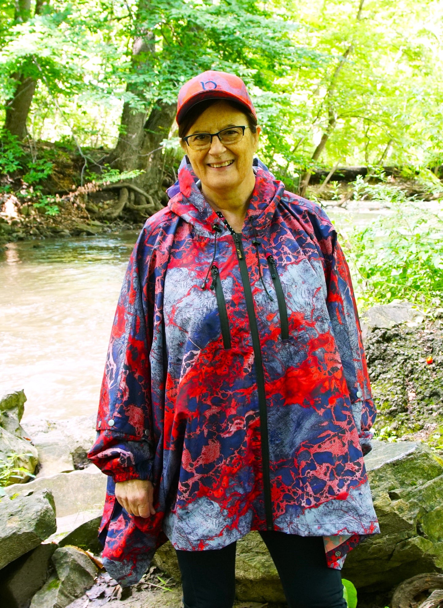 Brella Red, White and Blue Unisex Rain Jacket