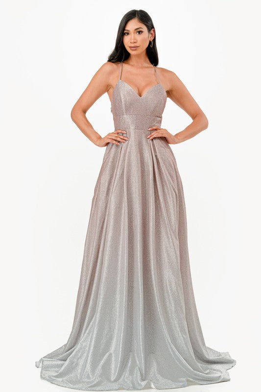 Back lace up ombré gown