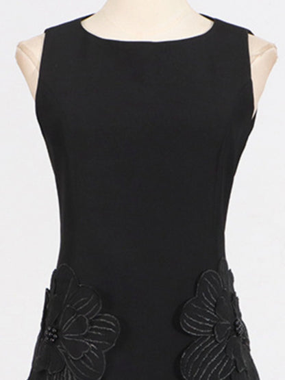Flower Round Neck Sleeveless Dress
