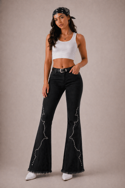Santa Fe Bell Bottom Jean Black Denim