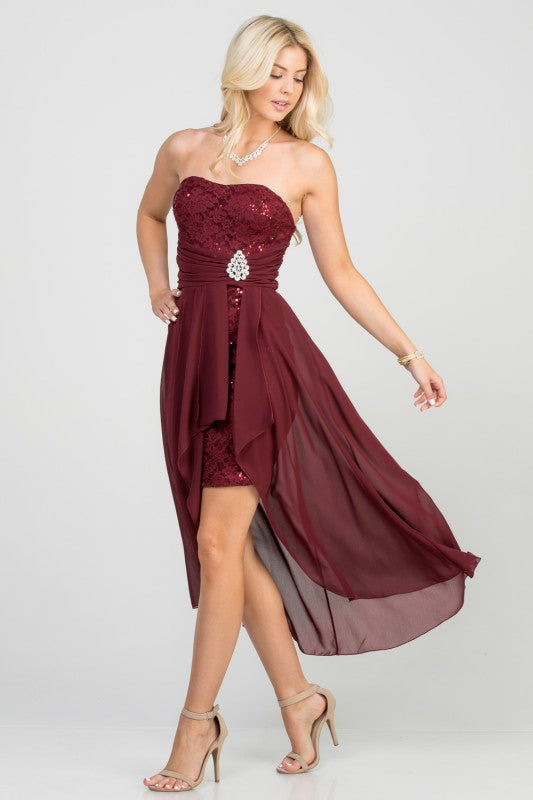 Open back lace and chiffon surplus dress