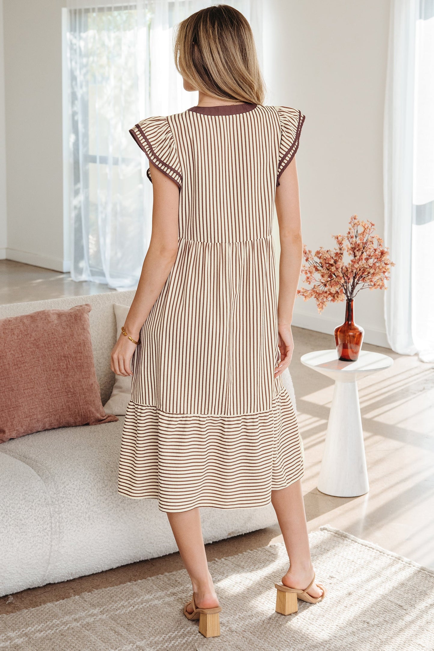 Makenzie Contrast Trim Midi Dress