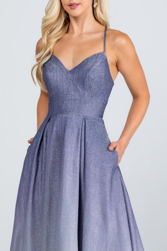 Back lace up ombré gown