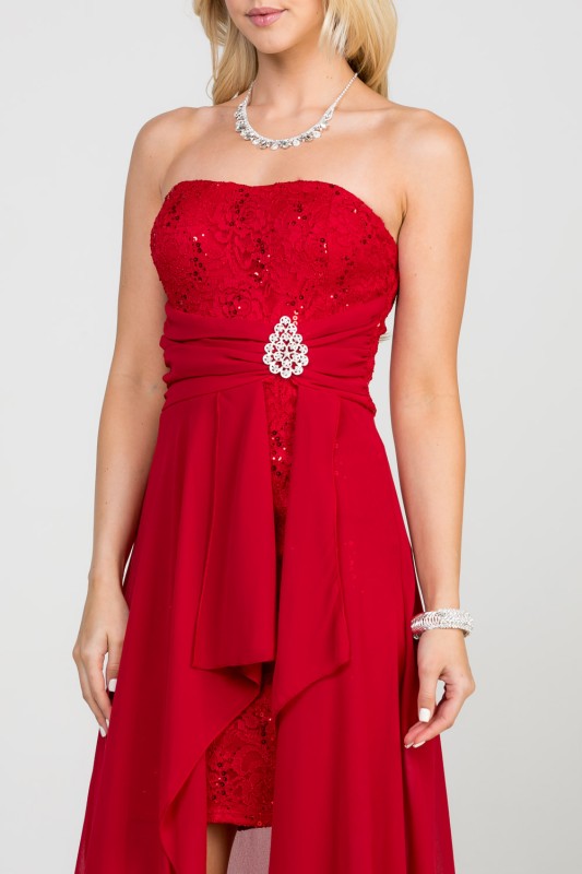 Open back lace and chiffon surplus dress