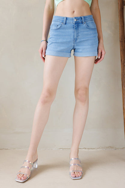 High Rise 5 Pocket Denim Shorts