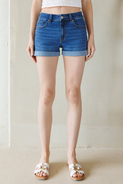 High Rise 5 Pocket Denim Shorts