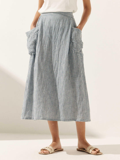 100% Linen Elastic Waist Skirt MARINA