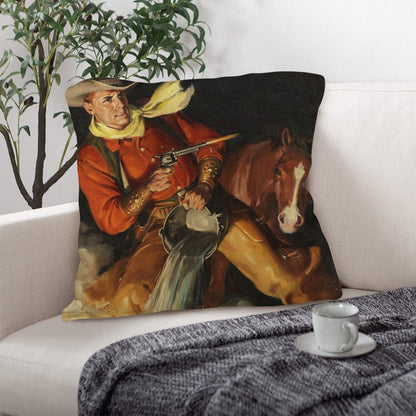 Baha Ranch Vintage Cowboy Throw Pillow Case 18x18inch Made in America