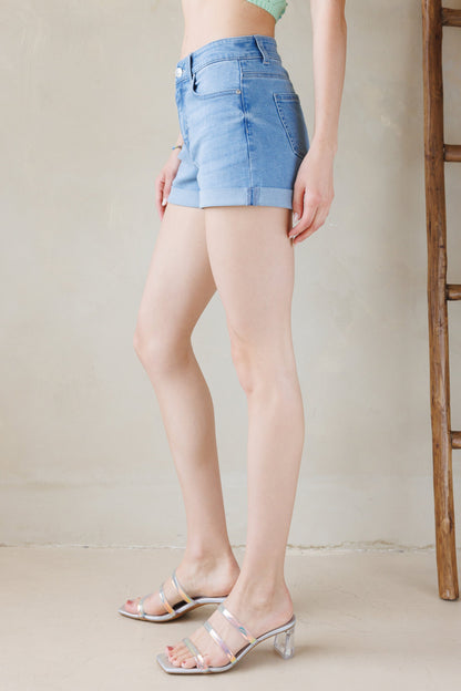 High Rise 5 Pocket Denim Shorts