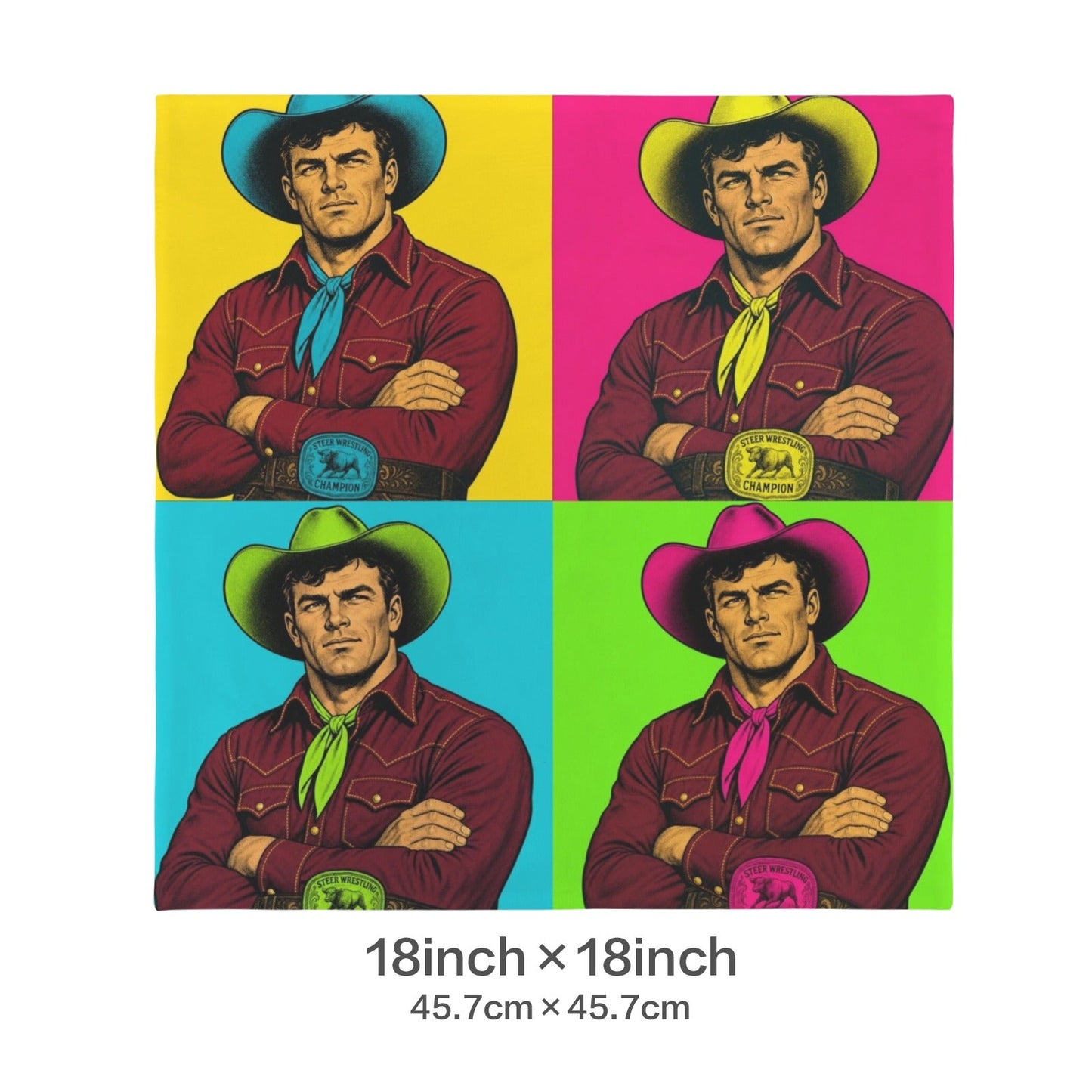 Baha Ranch The Last Roundup Steer Wrestler Collage Velvety Soft Throw Pillow Cover Made in America