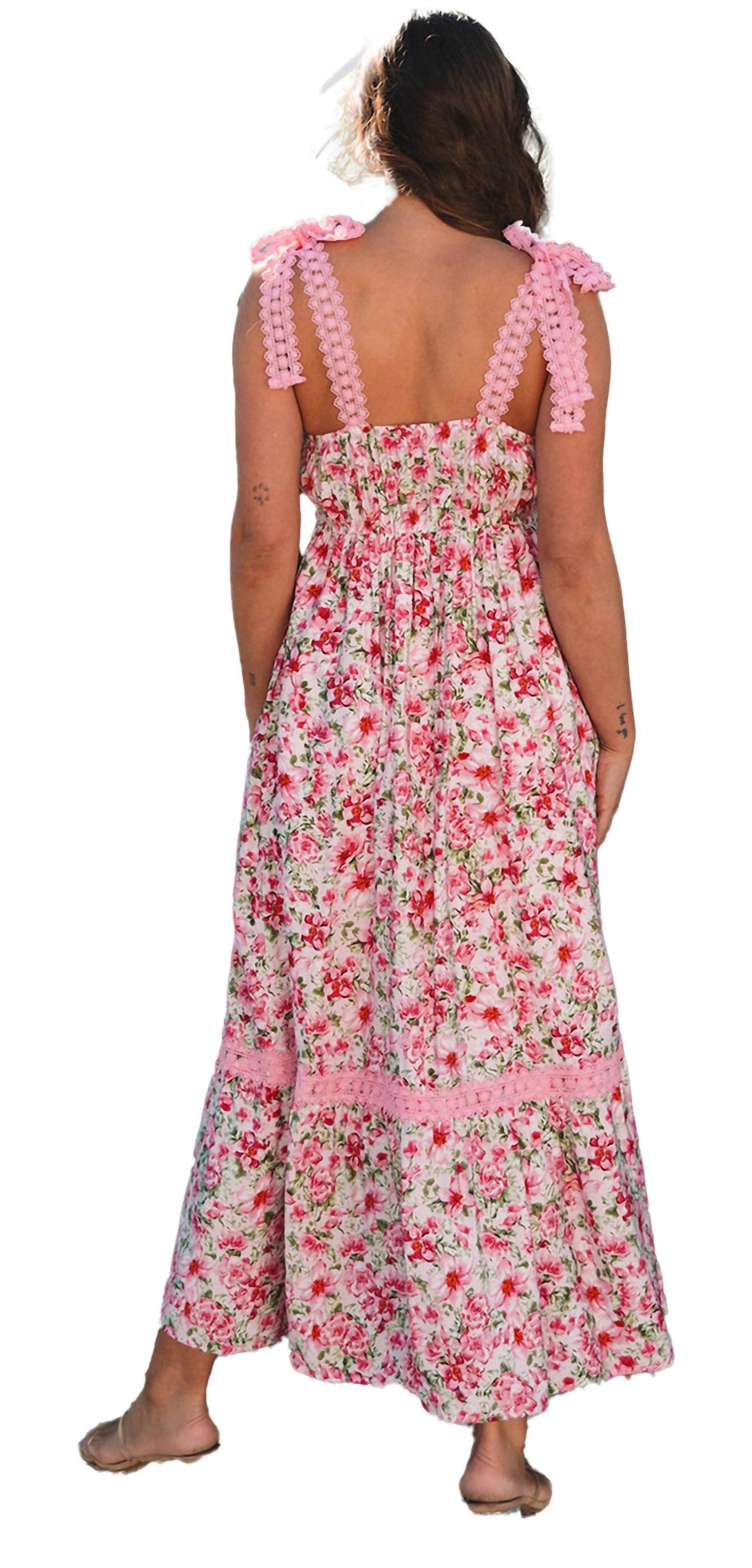 Floral Lace Tied Strap Empire Waist Maxi Dress