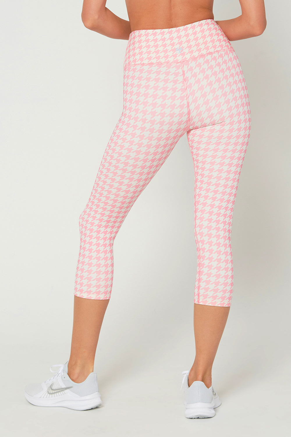 Pink Houndstooth Cropped Leggings Made in USA