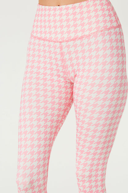 Pink Houndstooth Cropped Leggings Made in USA