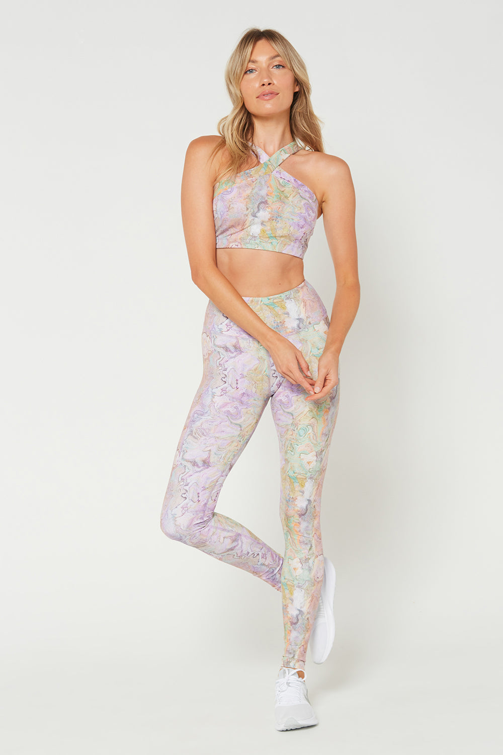 Pastel Marble High Waisted Leggings Made in USA