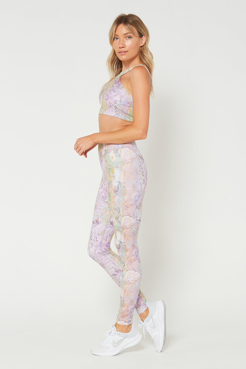 Pastel Marble High Waisted Leggings Made in USA