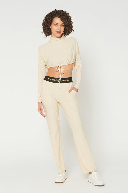 Mock Neck Long Sleeve Crop Top – Heather, Made in USA