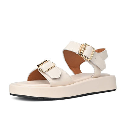 Women's Summer Flat Platform Sandals with Buckle