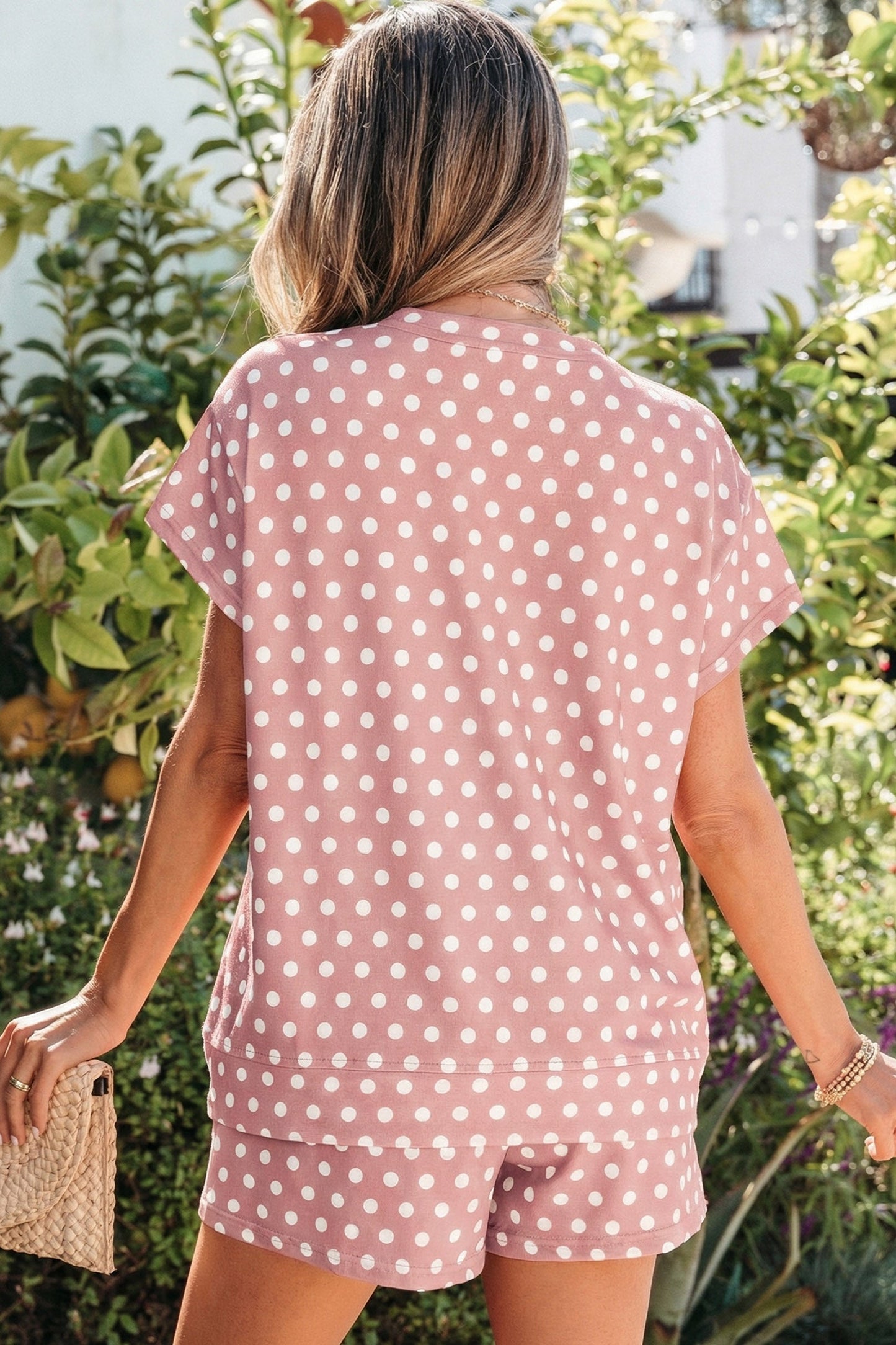 Green Polka Dot Print Short Set