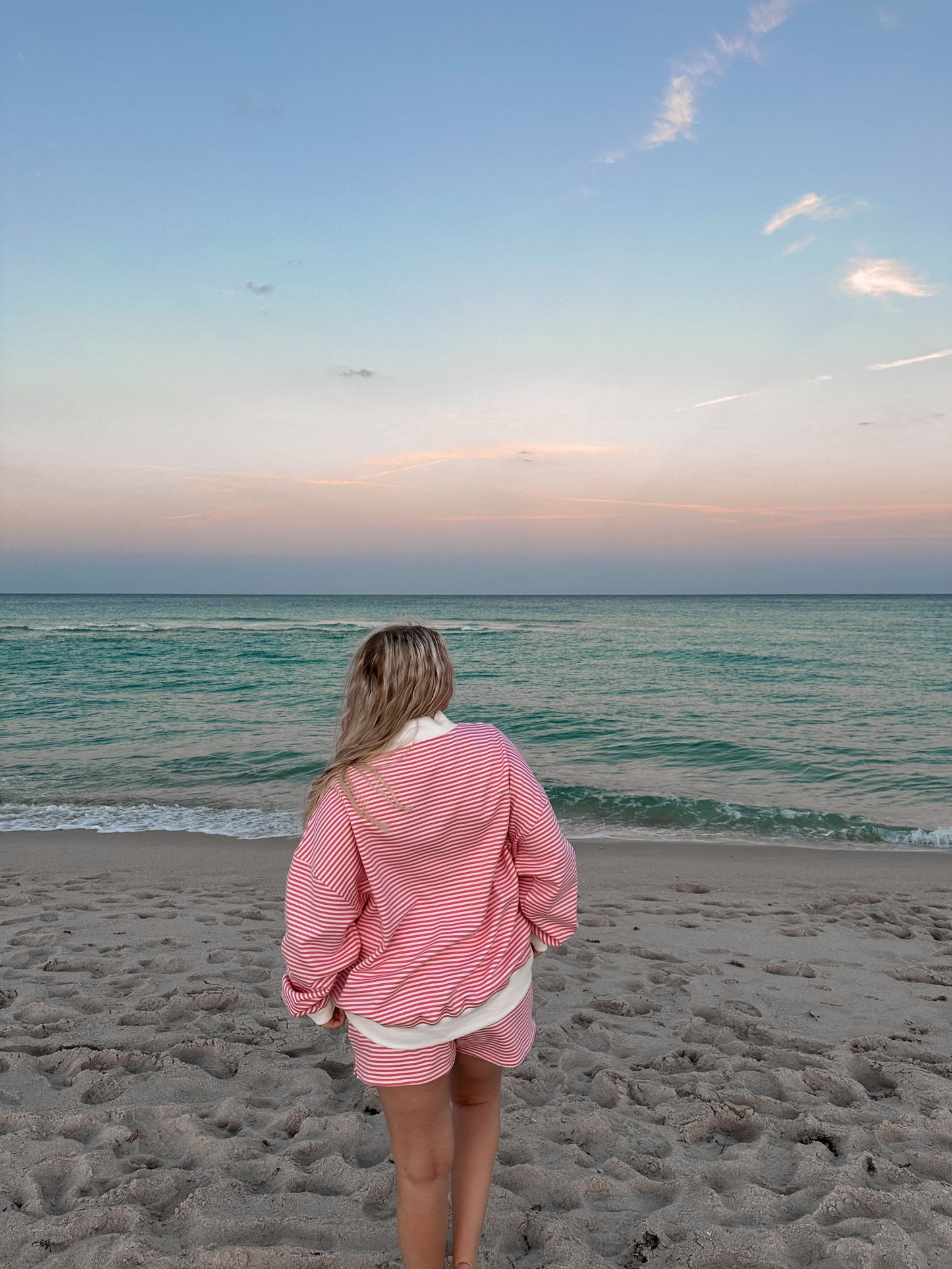 Dark Pink and White Big Striped Shorts