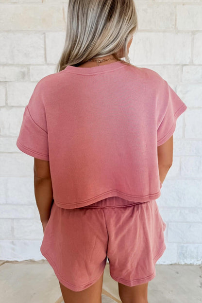 Cropped Tee And Ruffle High Waist Skort Set