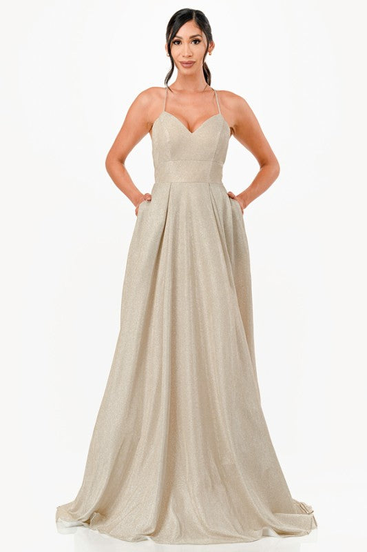 Back lace up glitter gown