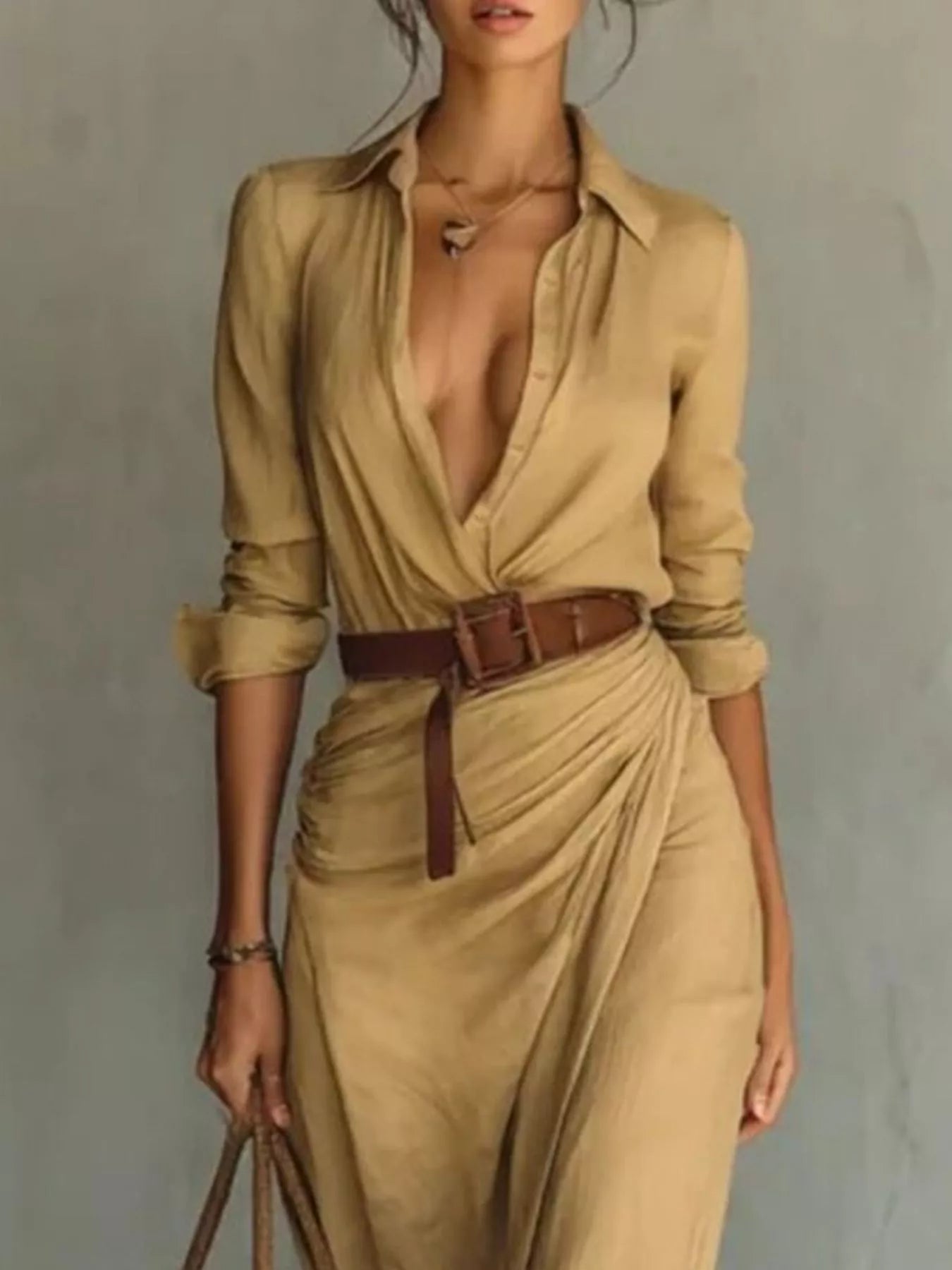 Ruched Long Sleeve Maxi Dress