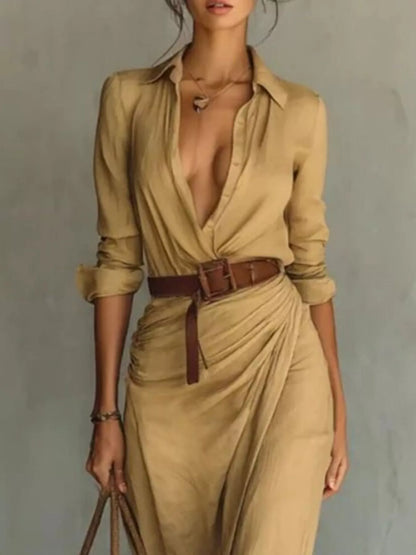 Ruched Long Sleeve Maxi Dress