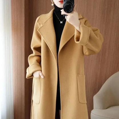 LUXWOMAN 100% Wool Autumn/Winter Cashmere Coat with Belt