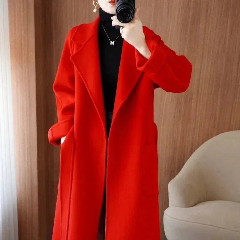 LUXWOMAN 100% Wool Autumn/Winter Cashmere Coat with Belt
