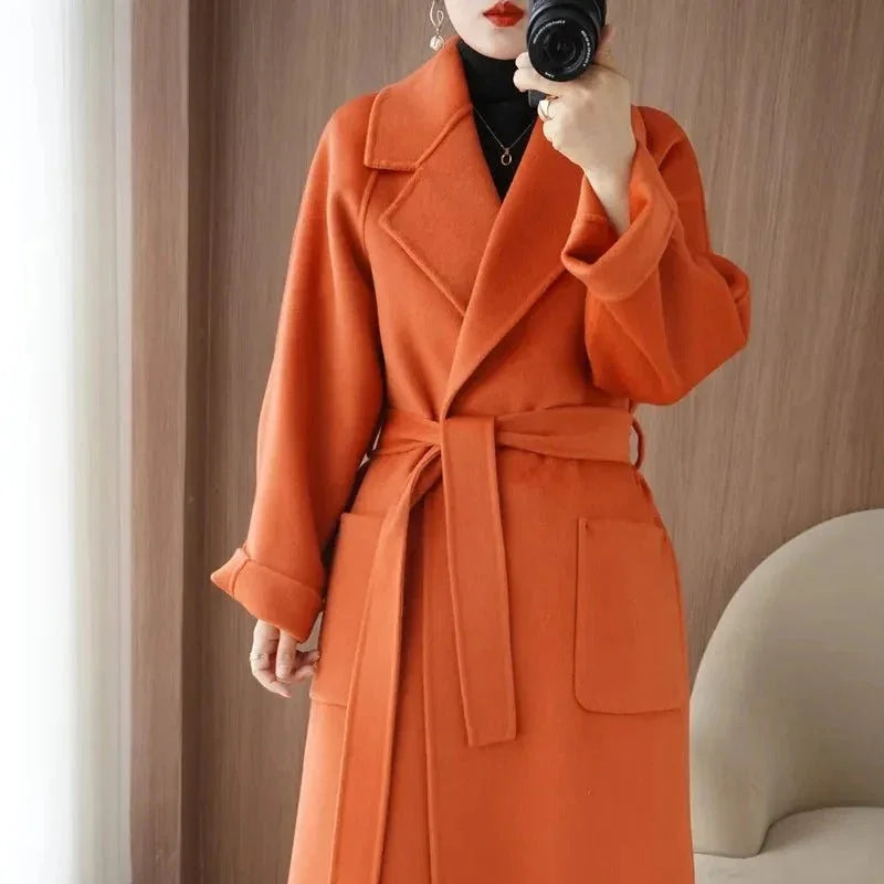 LUXWOMAN 100% Wool Autumn/Winter Cashmere Coat with Belt