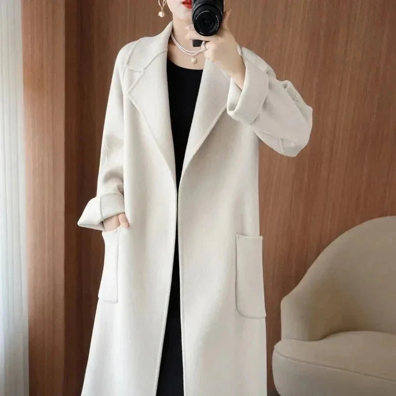 LUXWOMAN 100% Wool Autumn/Winter Cashmere Coat with Belt