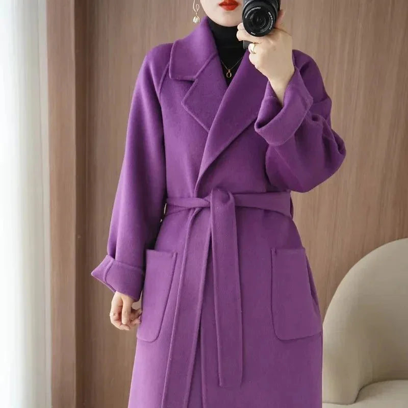 LUXWOMAN 100% Wool Autumn/Winter Cashmere Coat with Belt