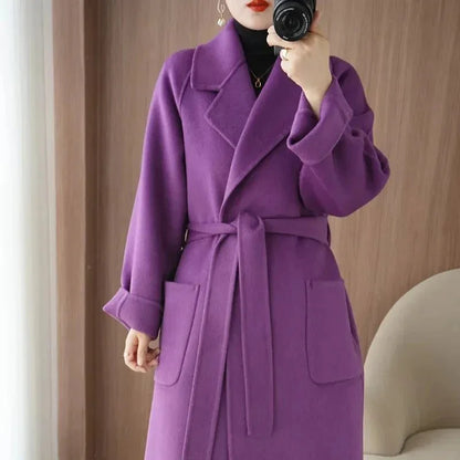 LUXWOMAN 100% Wool Autumn/Winter Cashmere Coat with Belt
