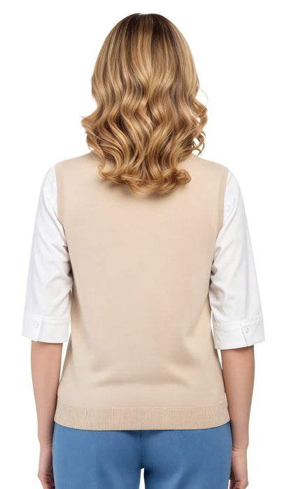 Womens Button Front Cable Knit Cardigan Sweater Vest