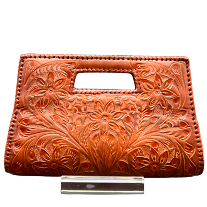 The Caroline| Hand-Tooled Leather Clutch & Crossbody