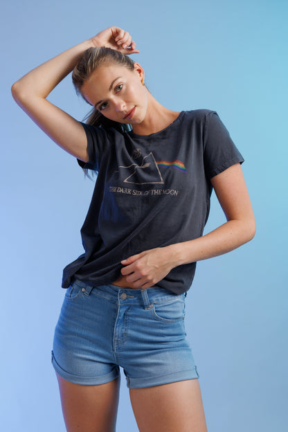 High Rise Cuffed Denim Shorts