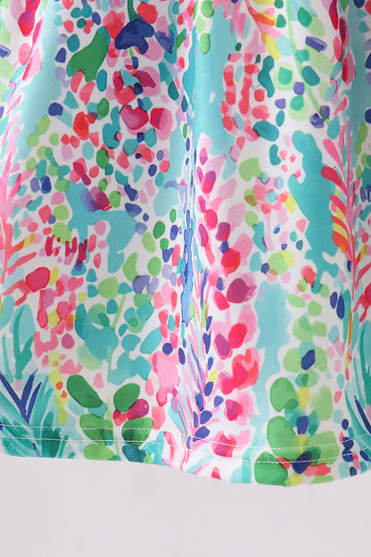Blue bright floral ruffle bloomer set