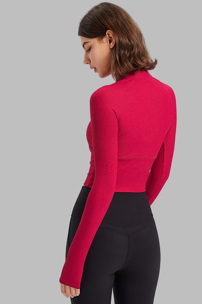 Quick Drying Slim Fit Half Zipper Yoga Stand Collar Running Jacket