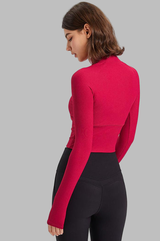 Quick Drying Slim Fit Half Zipper Yoga Stand Collar Running Jacket