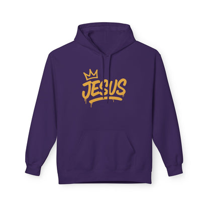 Jesus Crown Hoodie — Gold Script Inspirational Pullover
