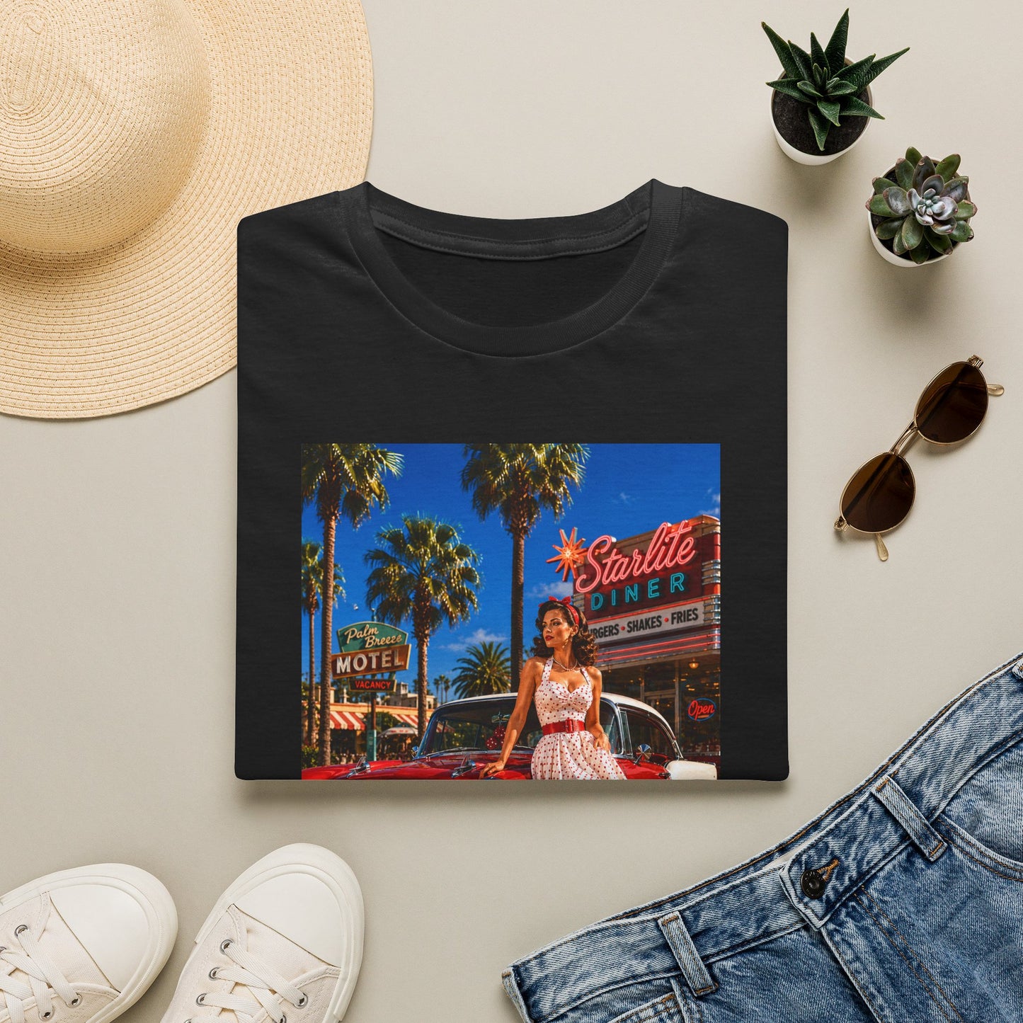 Retro Diner Tee — 'Starlite Diner' Vintage 1950s Pinup T-Shirt
