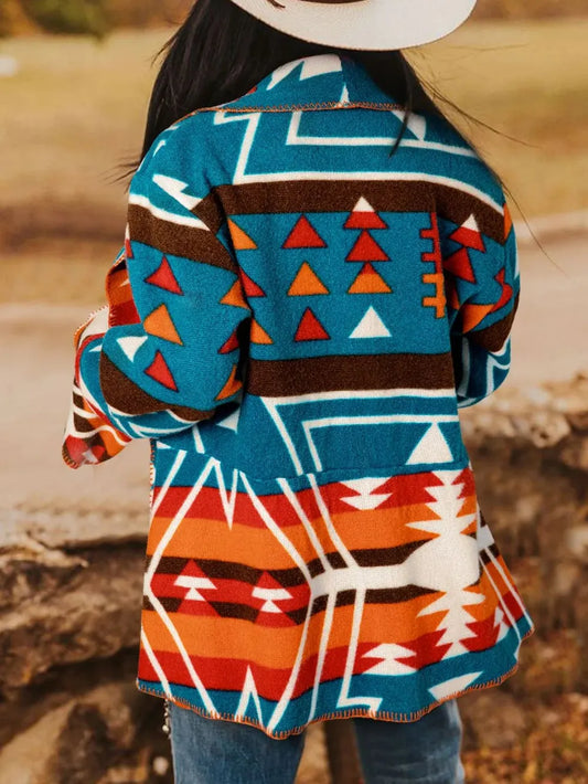Women Collared Neck Long Sleeve Jacket