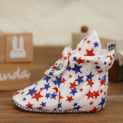 Organic Cotton Baby Booties, Non-Slip Sole, Cotton Newborn Booties Home Nursery Shoes, U.S. Flag